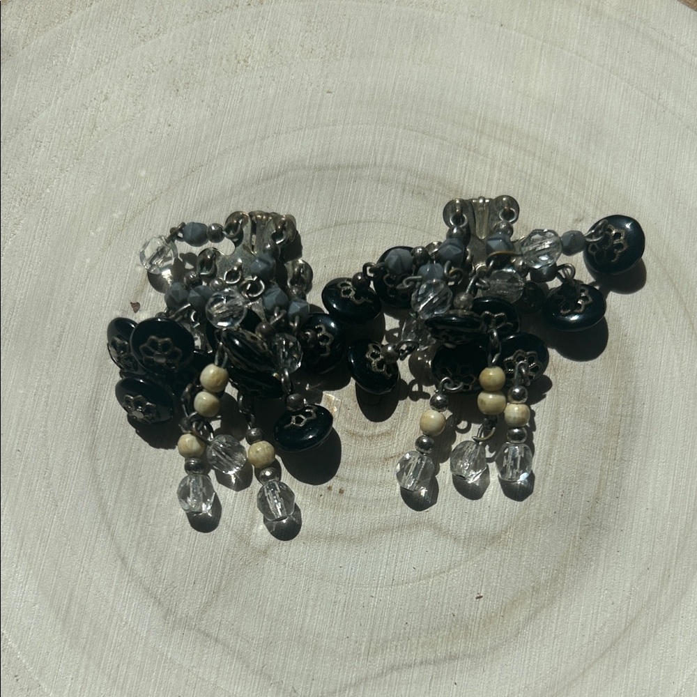 Chic Black and Silver Dangle Earrings